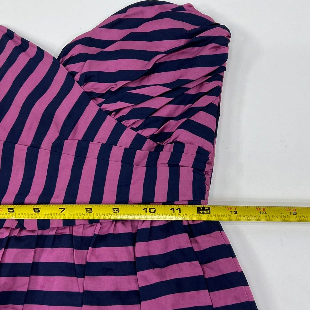 Women's Corey Lynn Calter Pink Blue Striped Fitted Sleeveless Short Dress Size 4
