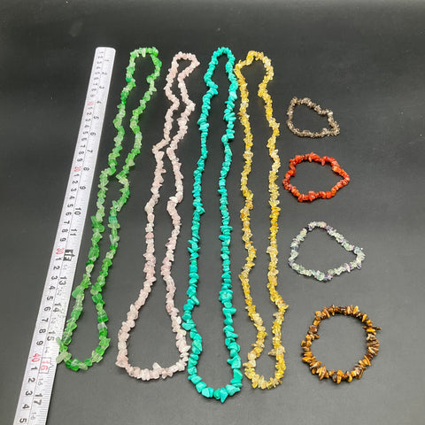 Natural Stone Chip Jewelry Lot 8pc Necklaces & Bracelets Citrine Tiger's Eye