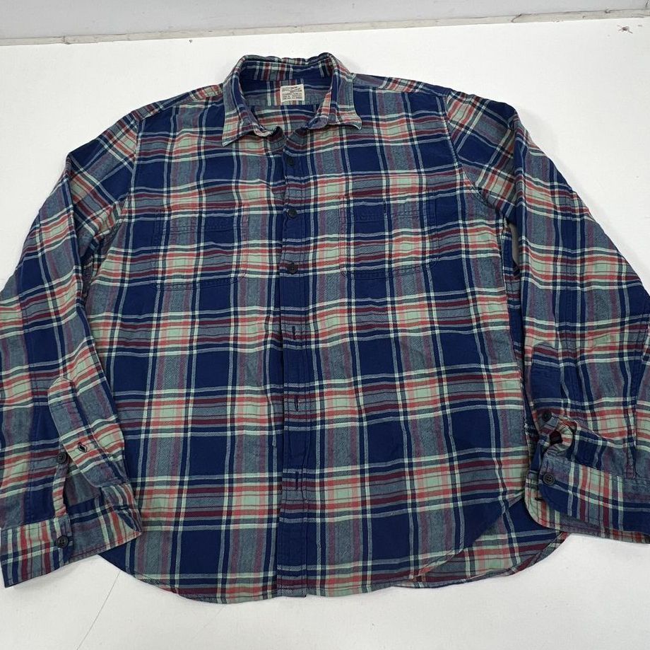 Lot 2 Vintage 90s Style Plaid Flannel Shirts J.Crew XL Oakton Fishing M