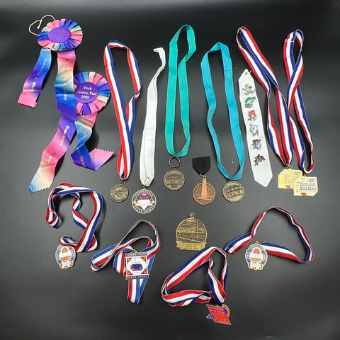 Vintage Ribbons & Medals Lot Cornhusker State Games York County Fair 15 Pcs