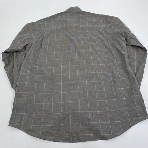 Vintage 90s Burberrys Men's Gray Plaid Houndstooth Cotton Button Up Shirt USA L