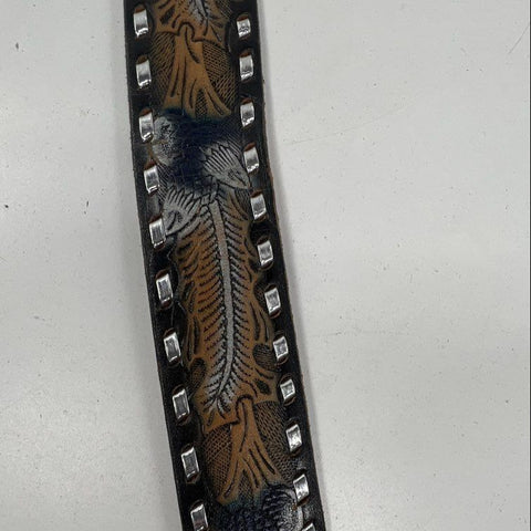 Lot of 5 Men's Leather Belt Straps No Buckles Tooled Western Studded Crafts