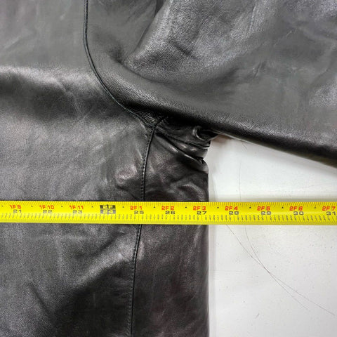 Vintage 90s Wilsons Leather Pelle Studio Trench Coat Jacket Black Sz XXL