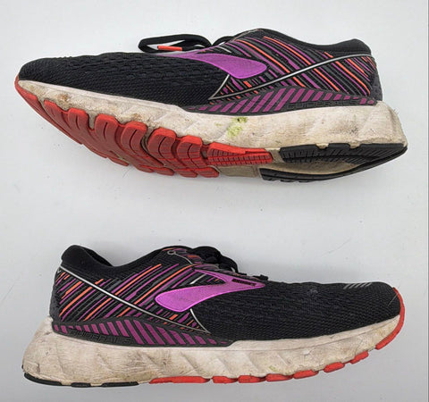 Brooks Adrenaline GTS 19 Black Purple Orange Running Shoes Women's Size 10