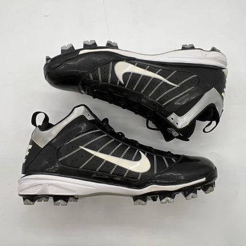 Nike Huarache 2K4 Black White Metallic Silver Baseball Cleats Size 15