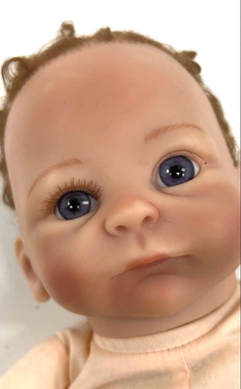 Lifelike Reborn Style Baby Doll Vinyl & Cloth Body Blue Eyes For Parts Repair
