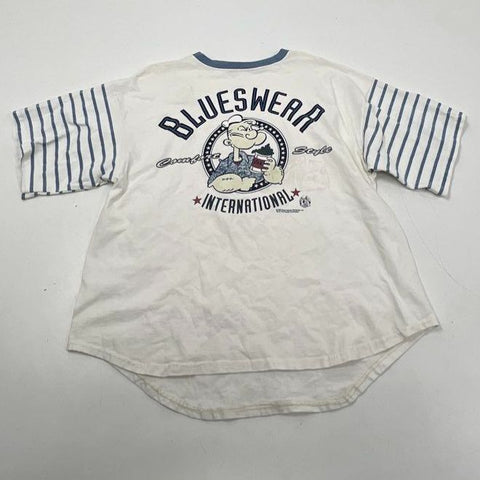 Vintage 1993 Popeye Blueswear International Surf Style Ringer T-Shirt