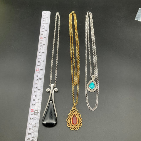 Vintage Avon Costume Jewelry Lot of 3 Pendant Necklaces Gold & Silver Tone