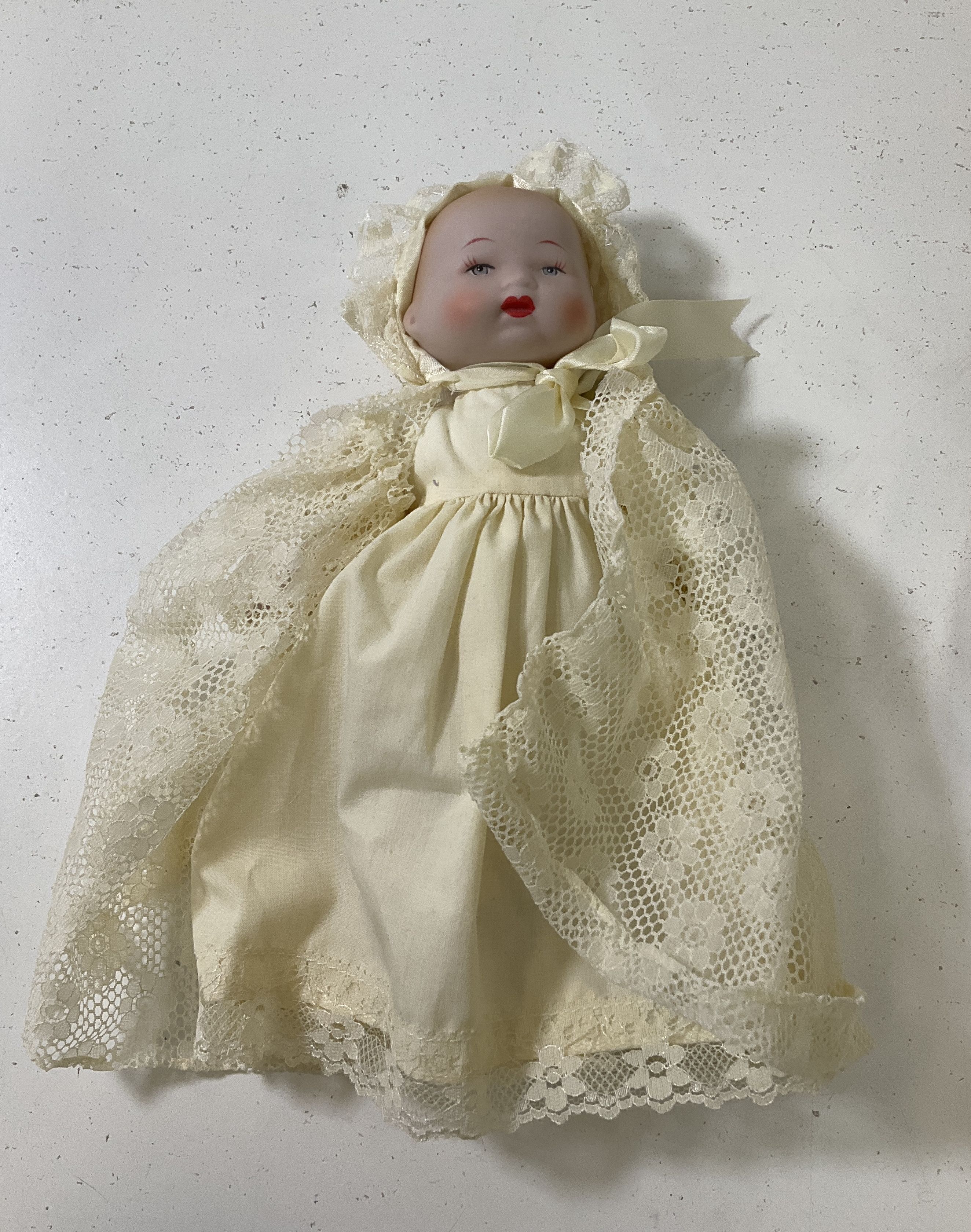 Two Vintage Bisque Dolls Bye Lo Style Prince Henry Christening Dress Outfits