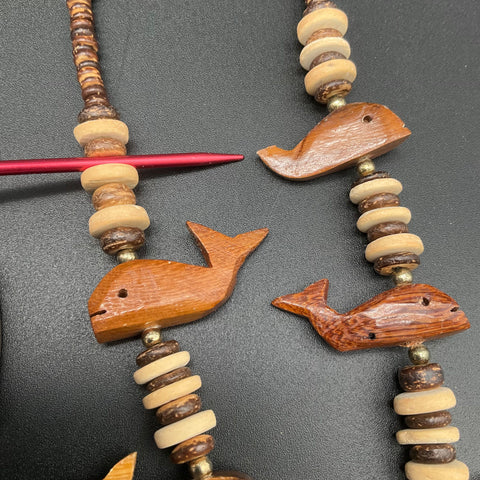 Vintage Boho Natural Wood Beaded Statement Necklaces Jewelry Lot of 7