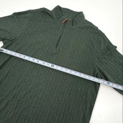 Mizzen+Main Men's Spruce Green Herringbone Quarter Zip Pullover NWT Size L