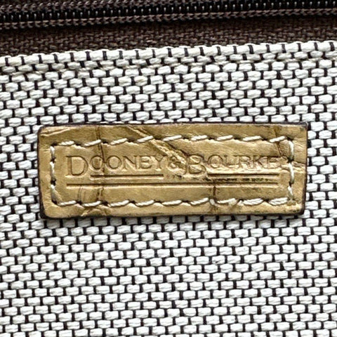 Dooney & Bourke Tan Croco Embossed Leather Satchel Handbag Silver Hardware