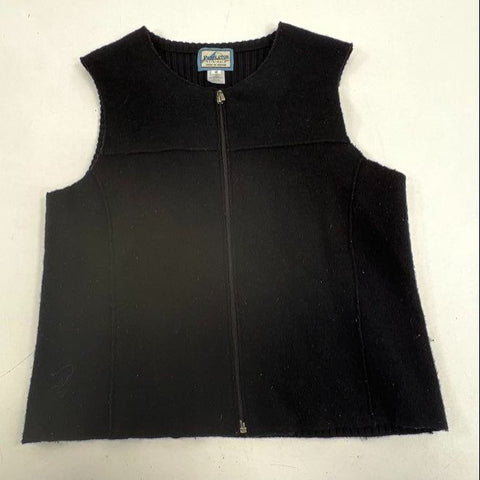 Vintage Y2K Pendleton Black Merino Wool Full Zip Ribbed Back Vest Womens M