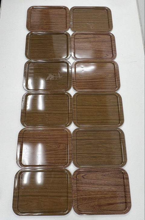 Harvell Faux Wood Grain Metal Trays 12 Piece Set Ballonoff Metal Products