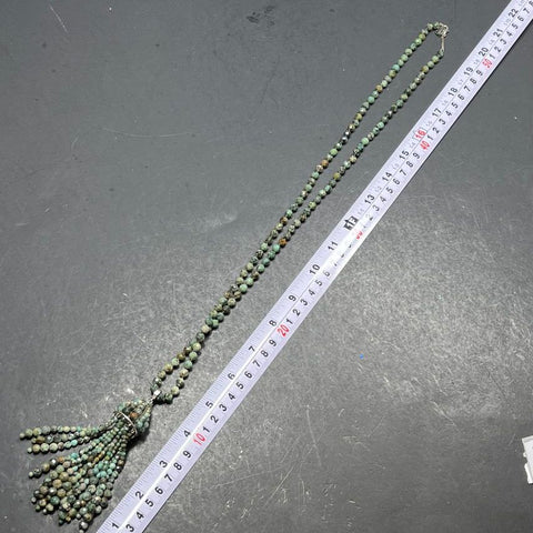 Kendra Scott Green Stone Beaded Tassel Necklace