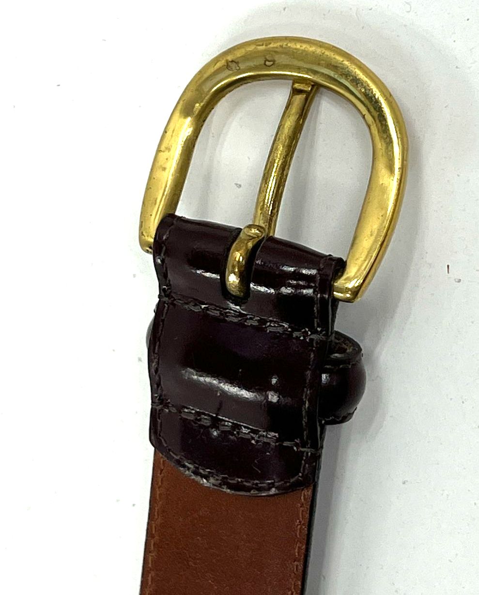 VTG Women's Coach Burgundy Maroon Wine Cowhide 3921 Brass Buckle Belt - Size 38