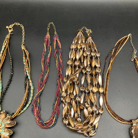 Boho Beaded and Cord Pendant Fashion Jewelry Lot of 11 Eclectic Necklaces