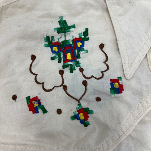 Vintage 90s Madman Cream Embroidered Western Button Up Shirt Men's XL
