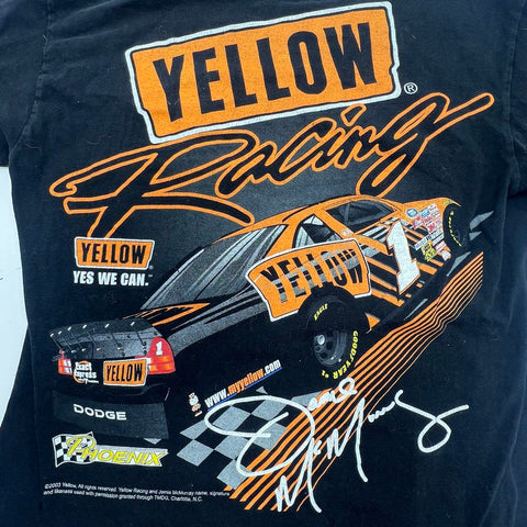 Vintage 2003 Jamie McMurray Yellow Racing NASCAR T-Shirt Double Sided Sz M