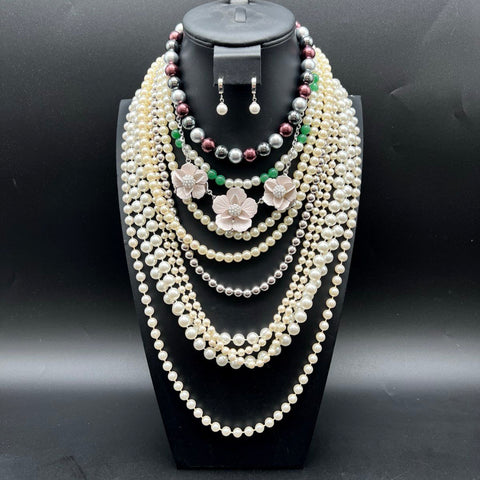 Vintage & Modern Faux Pearl Costume Jewelry Lot 22 Pieces Necklaces Bracelets