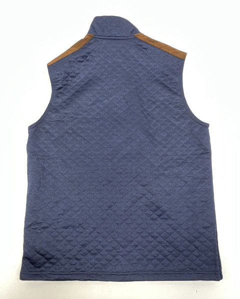 NWT Cremieux Navy Blue Quilted Full Zip Faux Suede Vest Men's Size S