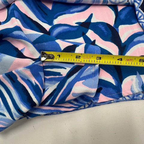 Lilly Pulitzer Donna Romper Blue Pink Palm Leaf Print Sleeveless Jumpsuit Size