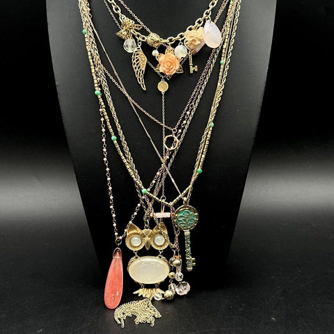 Vintage to Modern Fashion Necklace Lot Owl Enamel Statement Costume Jewelry
