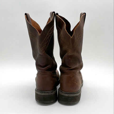 Gravel Gear NT1643 Brown Leather Western Pull-On Work Boots Men's Size 10M