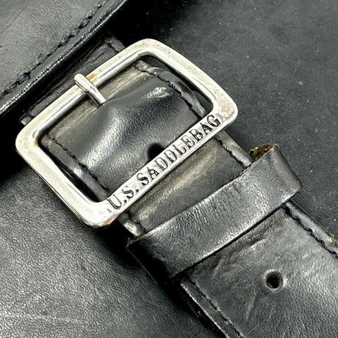 U.S. Saddlebag Co. Single Leather Motorcycle Saddle Bag Black Flame Design