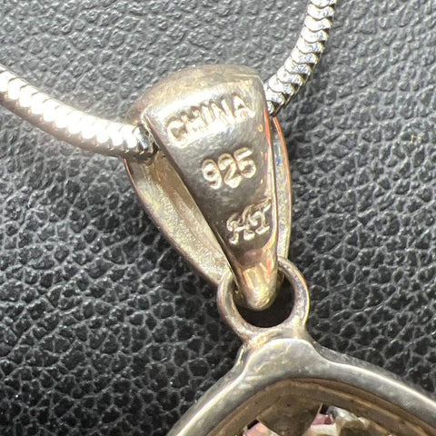 Sterling Silver Pink Heart Gemstones Pendant Necklace 9.3g