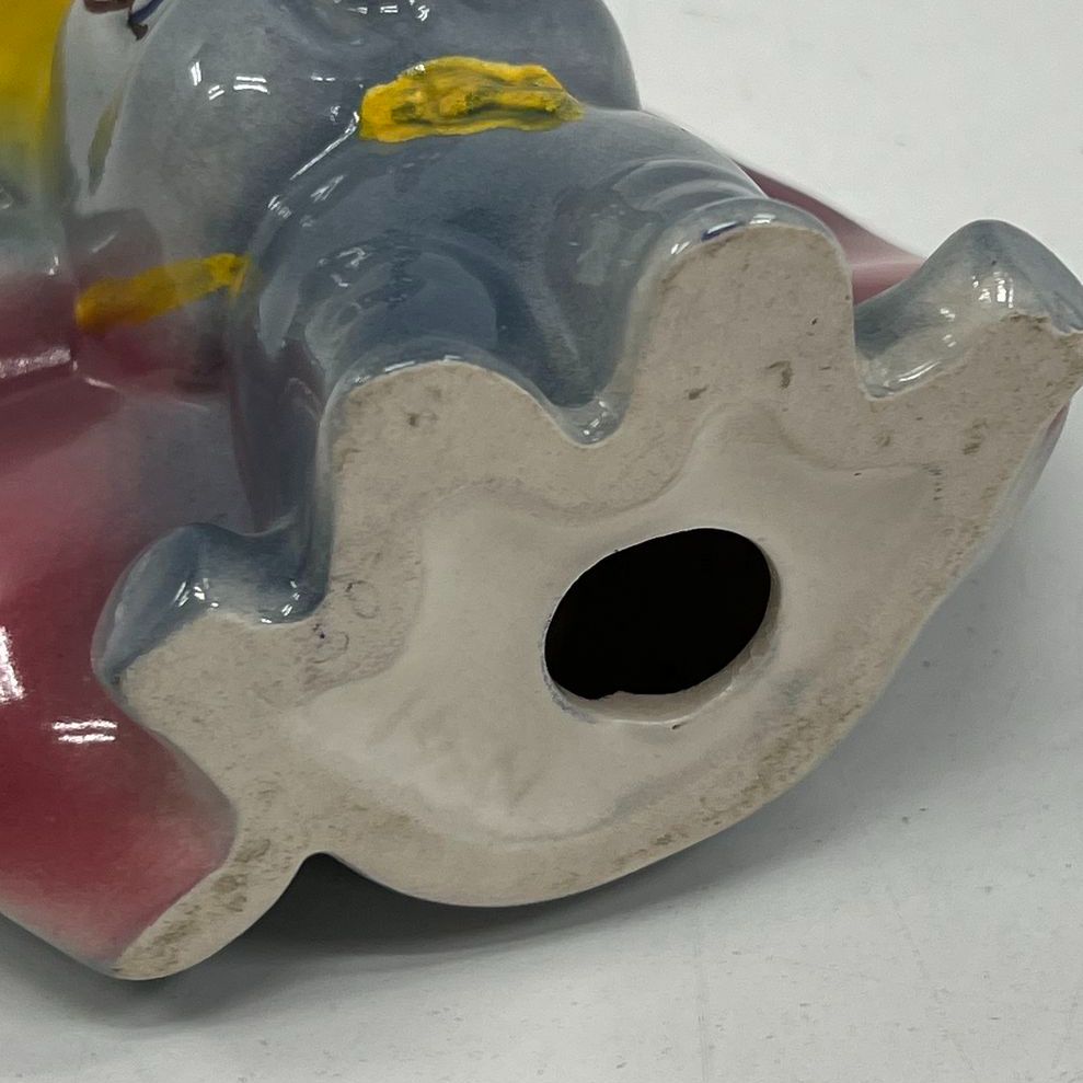 Vintage Collectible Dumbo Elephant in Bonnet Painted Ceramic Figurine *Chipped