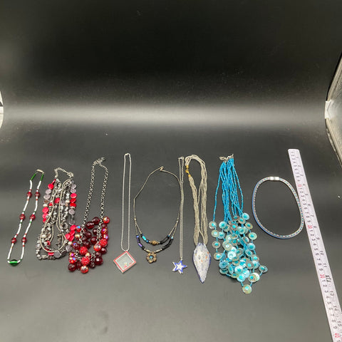 Vintage & Modern Costume Jewelry Lot 9 Pieces Beaded Shell Star Pendant