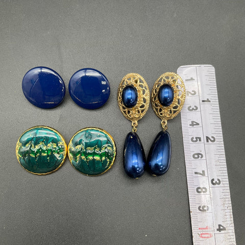 Vintage 1980s Jewel Tone Costume Jewelry Lot Necklaces Earrings 9 Pcs