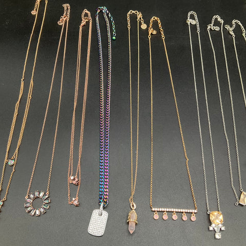 Bomb Party Fashion Jewelry Lot of 13 Necklaces Silver Gold Rose Gold Tone Mixed