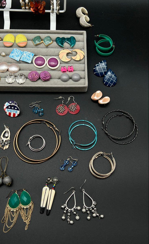 Mixed Style Costume Jewelry Lot 100+ Pieces Earrings Hoops Dangles Studs Boho