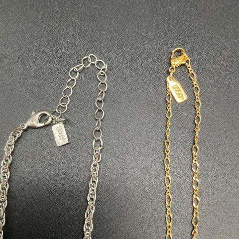 1928 Jewelry Lot of 2 Necklaces Gold Silver Tone Rhinestone Purple Stone