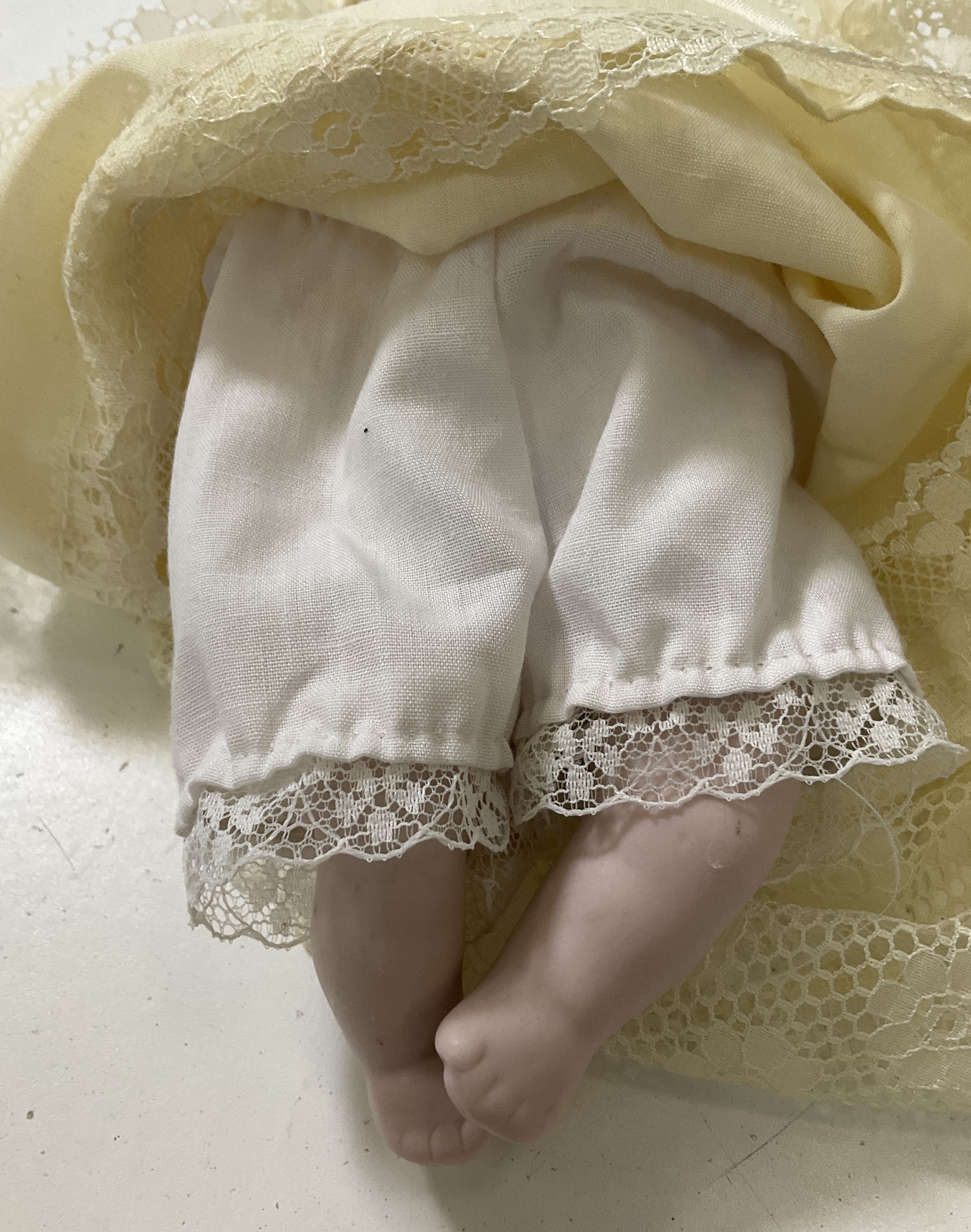 Two Vintage Bisque Dolls Bye Lo Style Prince Henry Christening Dress Outfits