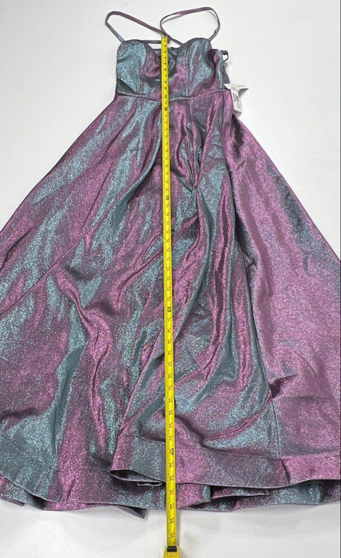 NWT Xtraordinary Womens Teal Pink Iridescent Gown Lace Up Prom Dress Size 5