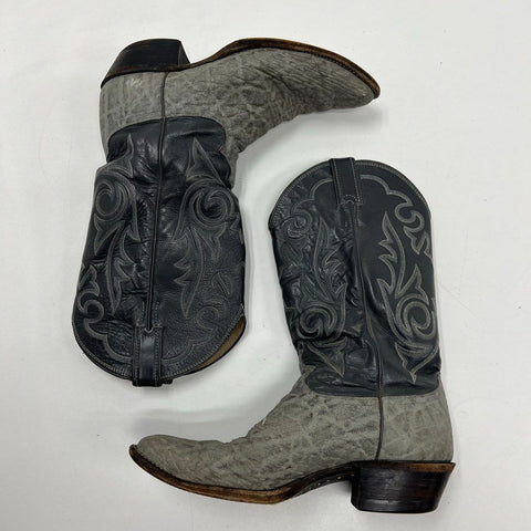 Justin 8527 Grey Elephant Leather Black Cowboy Western Boots Size 10 D
