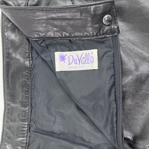 Vintage 90s Siena Women's Black Leather Pencil Skirt Diagonal Seam Sz 8