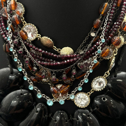 Fashion Necklace Lot Beaded Multi-Strand Rhinestone Statement Jewelry Lot of 8