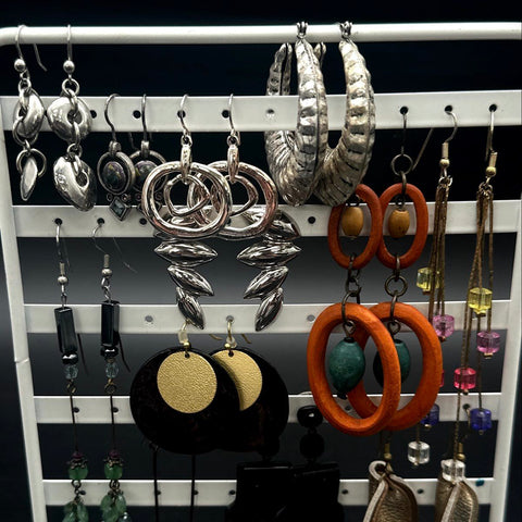 Mixed Costume Jewelry Earring Lot 18 Pairs Vintage to Modern Beaded Boho Enamel