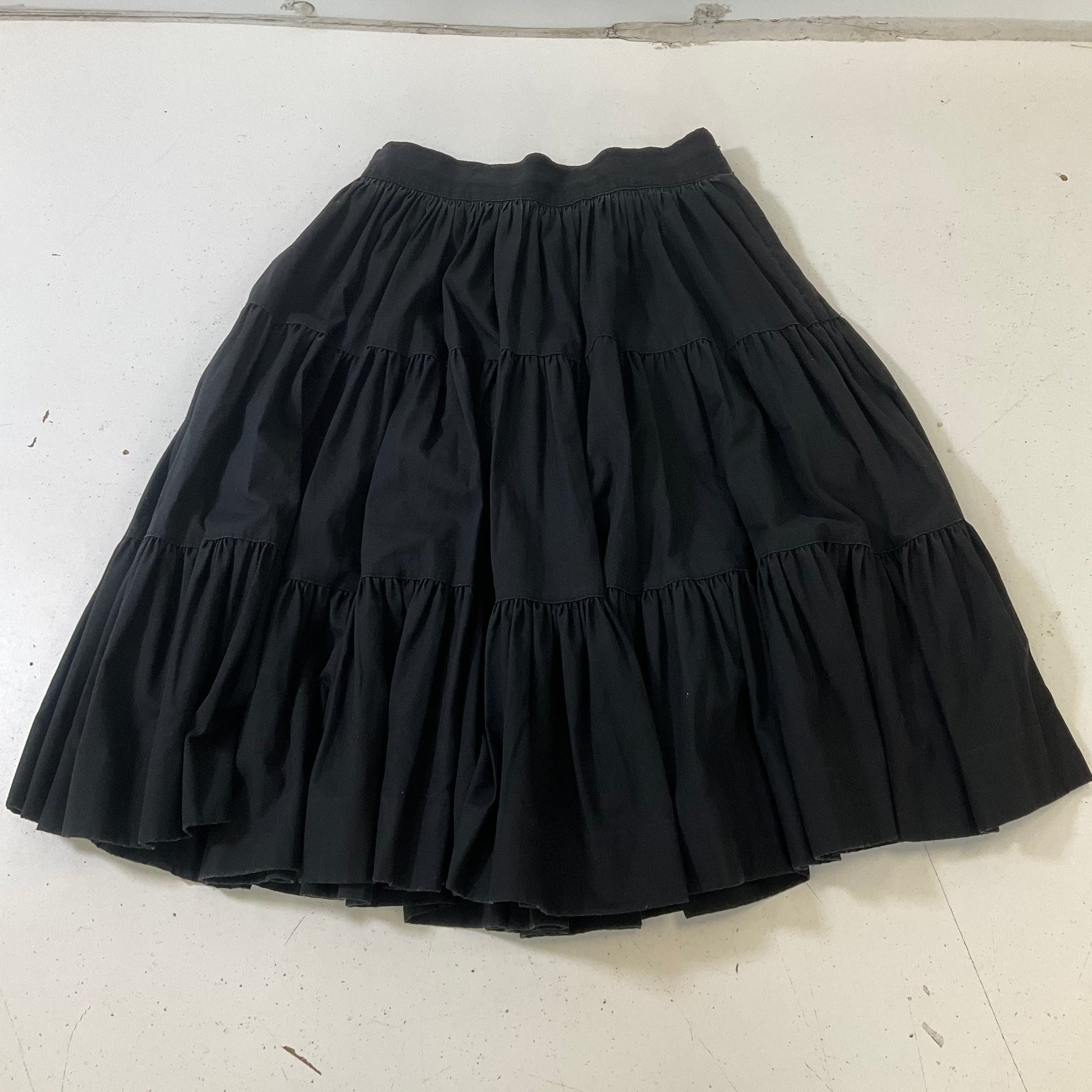Vintage Rockmount Ranch Wear Black Tiered Western Skirt Square Dance Size S