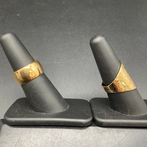 Park Lane Gold Tone Rings Lot of 2 Hammered & Domed Costume Jewelry Sizes 6.5 8