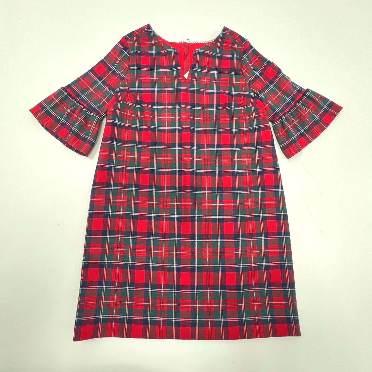 Vineyard Vines Red Plaid Greenwich Flutter Sleeve Dress Women's 10 NWT