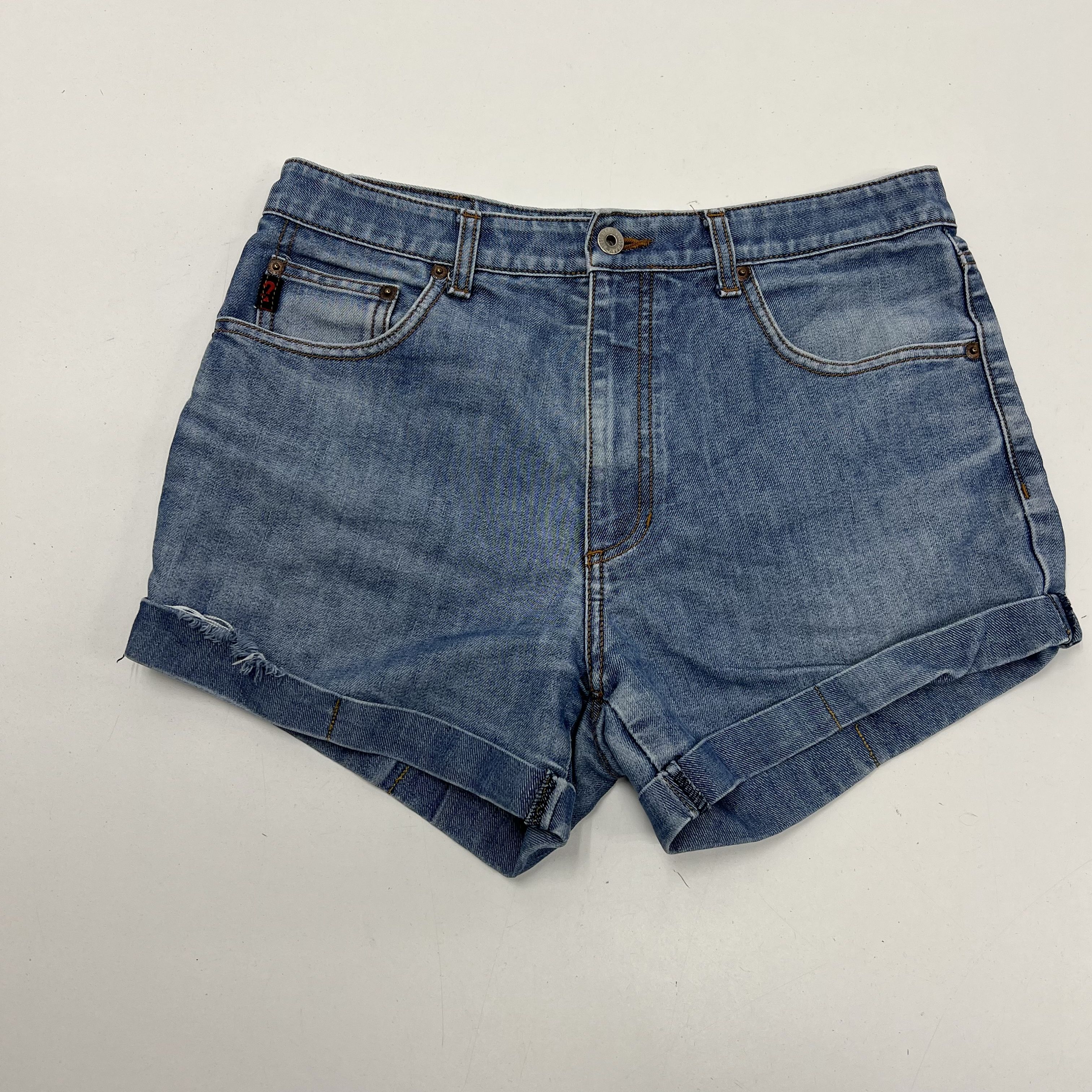 Vintage 90s Guess Blue Denim High Rise Rolled Cuff Cutoff Shorts Women's 23