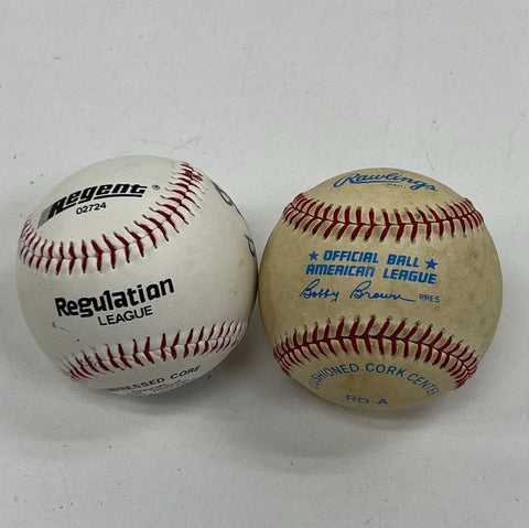 Autographed Baseball Lot (2) Rawlings Official AL Bobby Brown & Regent Balls