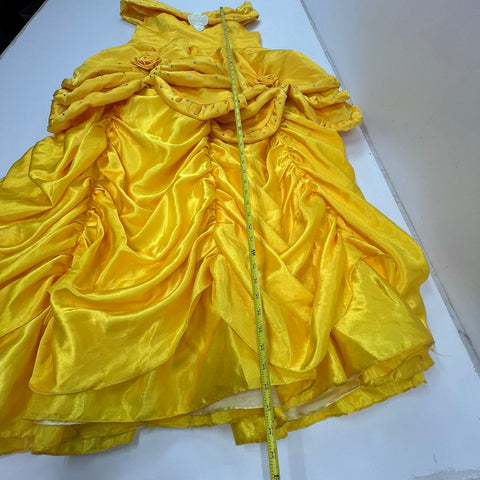 Beauty and the Beast Belle Ball Gown Costume Dress Yellow Ruched Junior Sz S