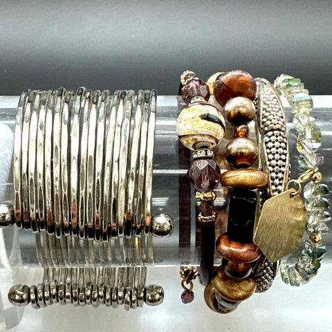 Chico's Rhinestone and Beaded Statement Bracelet Jewelry Lot of 9 Boho Styles