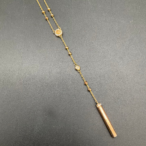 Henri Bendel Gold Tone Crystal Station Lariat Y-Necklace Adjustable 18"